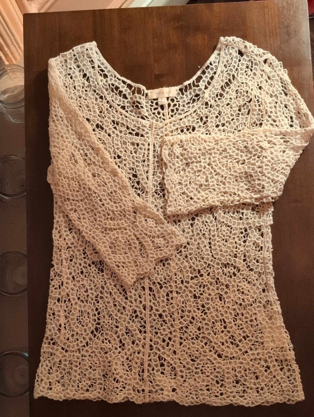 Adiva Cream Open-Weave Knit Top